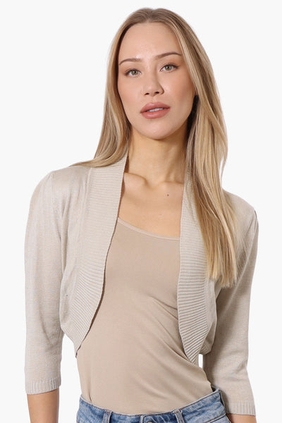 Impress 3/4 Sleeve Open Shrug Cardigan - Beige - Womens Cardigans - Fairweather