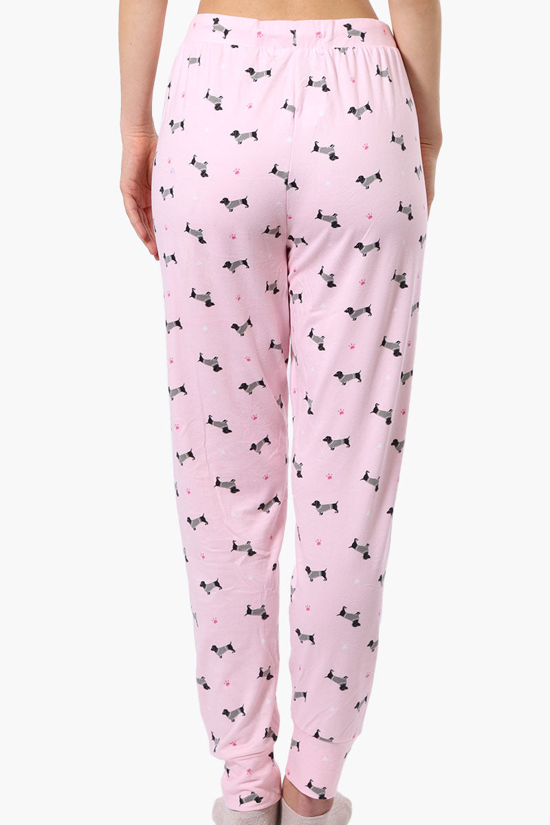 Canada Weather Gear Dachshund Pattern Tie Waist Pajama Pants - Pink - Womens Pajamas - Fairweather