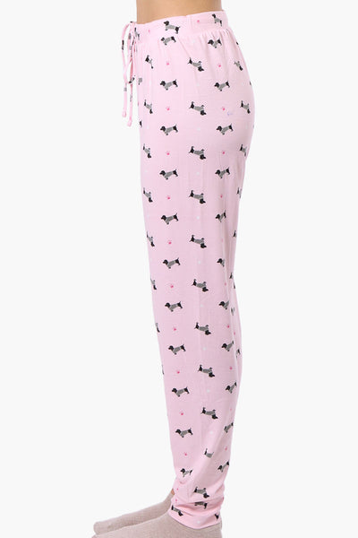 Canada Weather Gear Dachshund Pattern Tie Waist Pajama Pants - Pink - Womens Pajamas - Fairweather