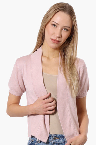 Impress Cap Sleeve Open Shrug Cardigan - Pink - Womens Cardigans - Fairweather