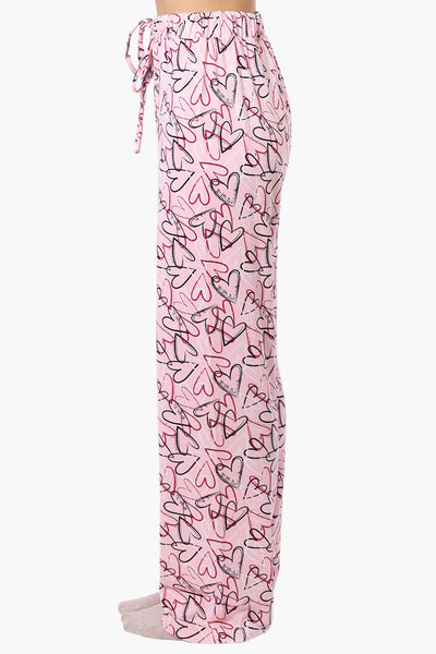 Canada Weather Gear Heart Pattern Wide Leg Pajama Pants - Pink - Womens Pajamas - Fairweather