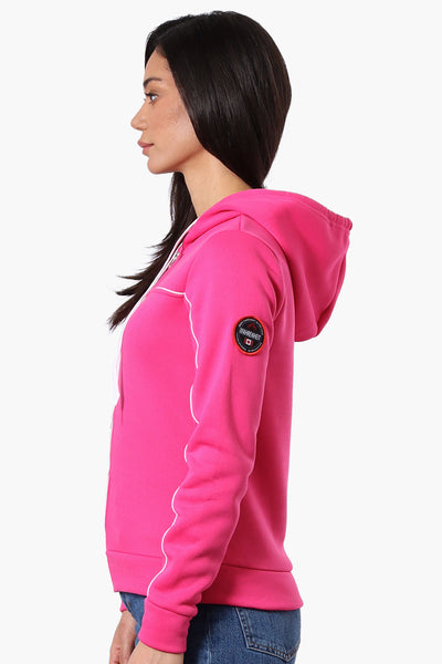 Fahrenheit Piping Detail Zip Up Hoodie - Pink - Womens Hoodies & Sweatshirts - Fairweather