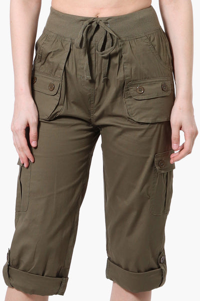 Canada Weather Gear Tie Waist Cargo Capris - Olive - Womens Shorts & Capris - Fairweather