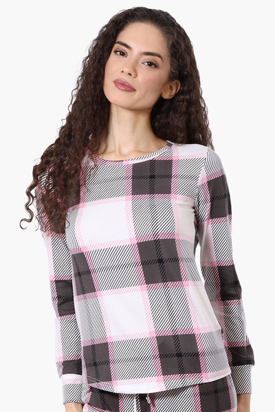 Canada Weather Gear Plaid Crewneck Pajama Top - White - Womens Pajamas - Fairweather