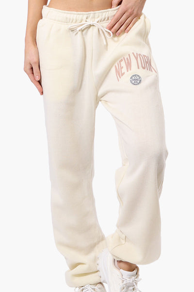 Fahrenheit London Print Fleece Joggers - Cream - Womens Joggers & Sweatpants - Fairweather