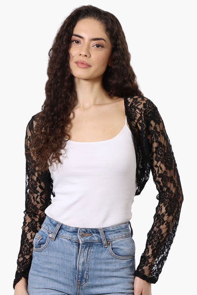 Impress Floral Lace Shrug Cardigan - Black - Womens Cardigans - Fairweather