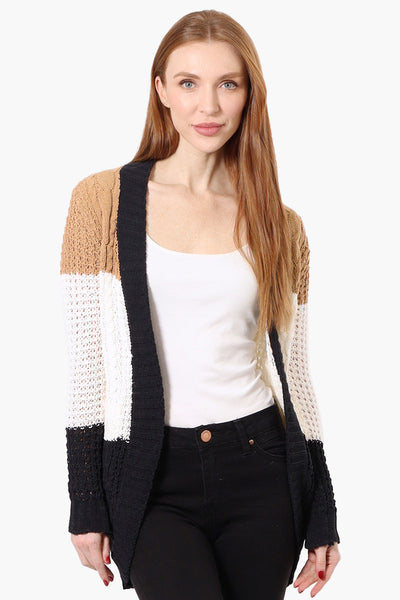 Beechers Brook Striped Colour Block Wrap Cardigan - Cream - Womens Cardigans - Fairweather