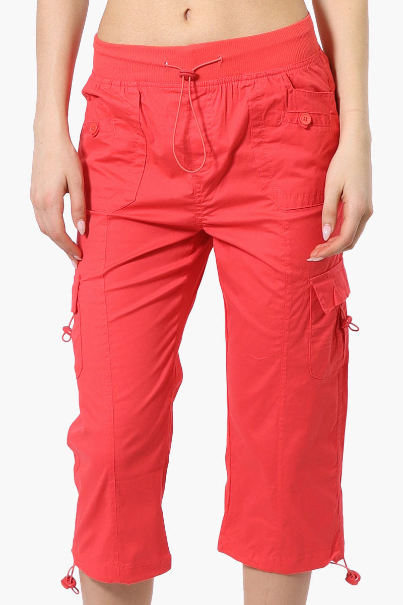 Canada Weather Gear Bungee Waist Cargo Capris - Coral - Womens Shorts & Capris - Fairweather