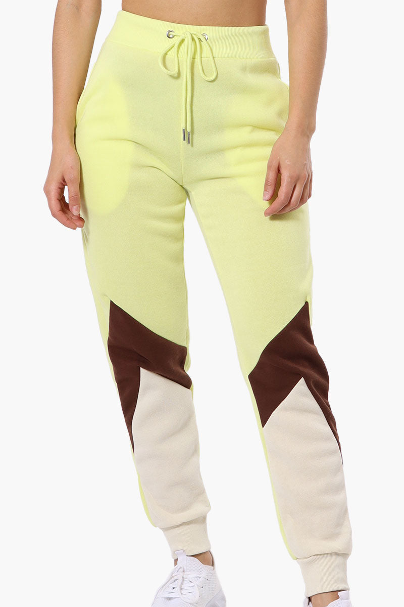 New Look Fleece Colour Block Joggers - Yellow - Womens Joggers & Sweatpants - Fairweather