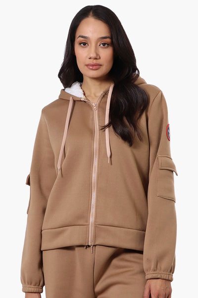 Fahrenheit Sherpa Lined Hood Zip Up Hoodie - Camel - Womens Hoodies & Sweatshirts - Fairweather