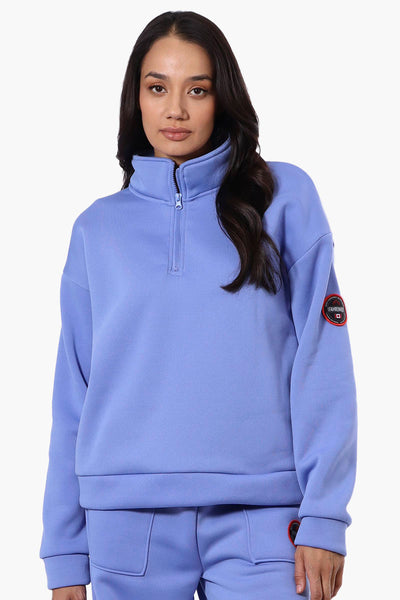 Fahrenheit 1/4 Zip Basic Sweatshirt - Blue - Womens Hoodies & Sweatshirts - Fairweather