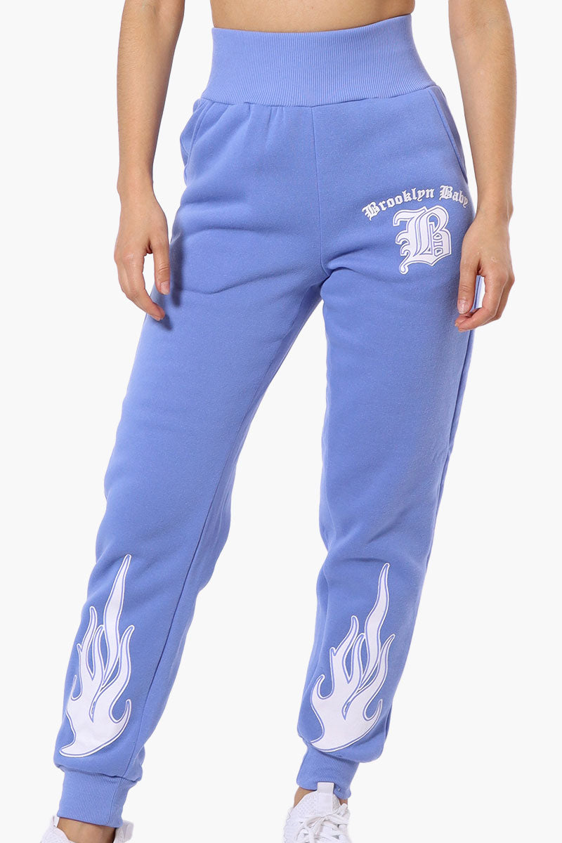 New Look High Waisted Flame Print Joggers - Blue - Womens Joggers & Sweatpants - Fairweather