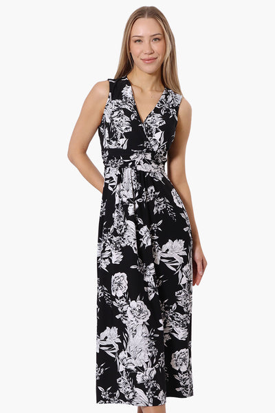 International INC Company Floral Padded Crossover Maxi Dress - Black - Womens Maxi Dresses - Fairweather