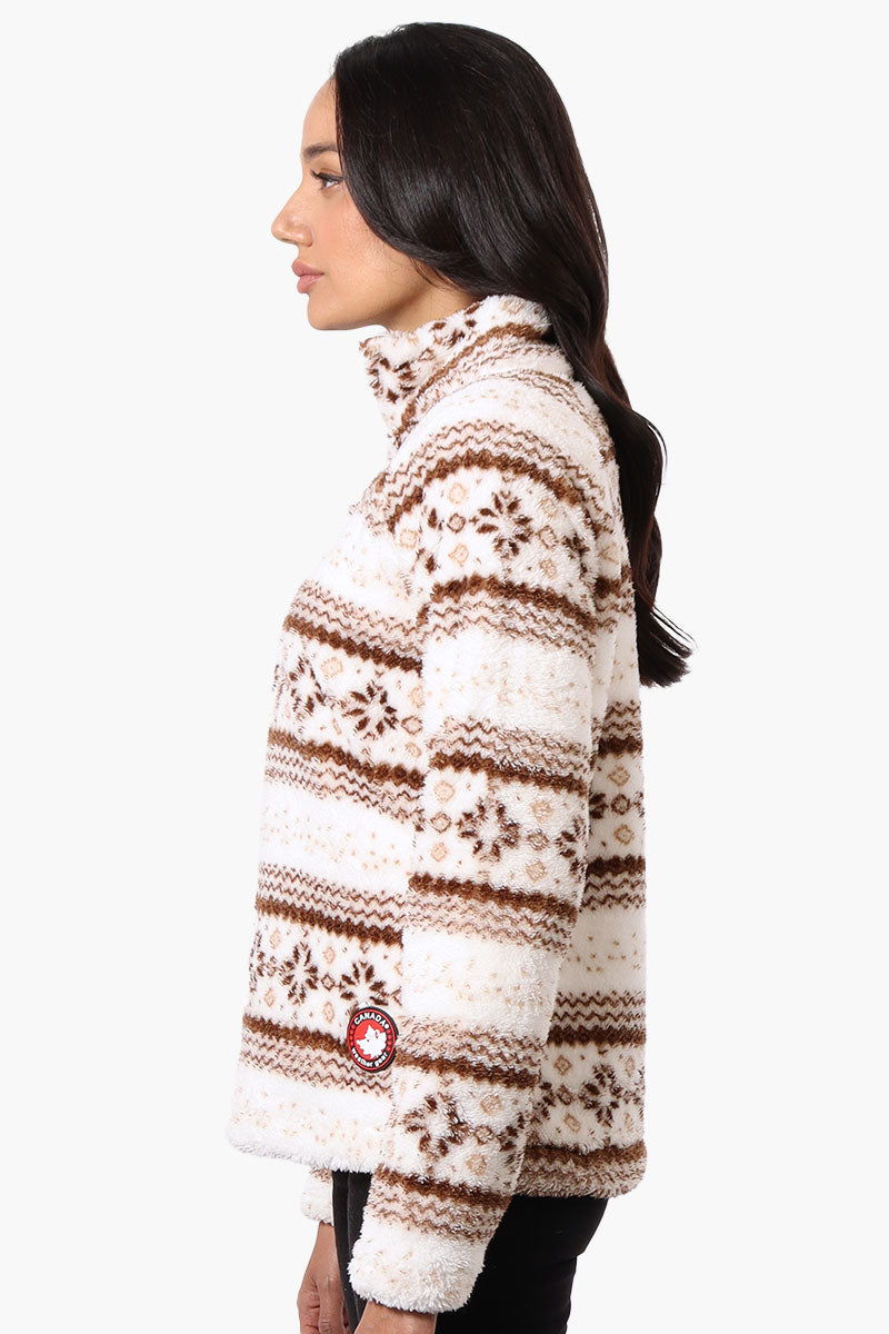 Canada Weather Gear Fair Isle Pattern 1/4 Zip Pullover Sweater - Brown - Womens Pullover Sweaters - Fairweather