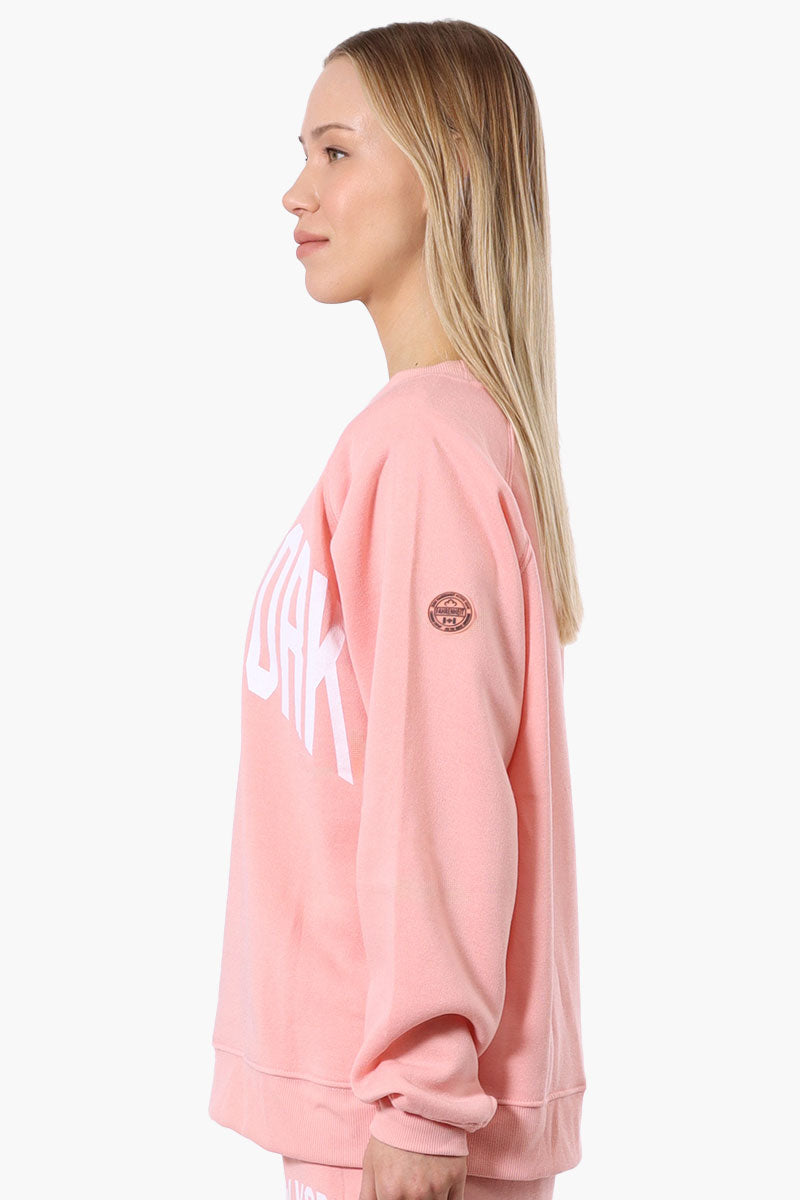 Fahrenheit London Print Fleece Crewneck Sweatshirt - Pink - Womens Hoodies & Sweatshirts - Fairweather