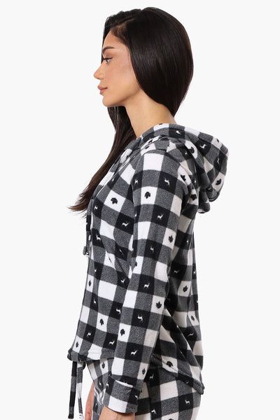 Canada Weather Gear Plaid Hooded Pajama Top - Black - Womens Pajamas - Fairweather