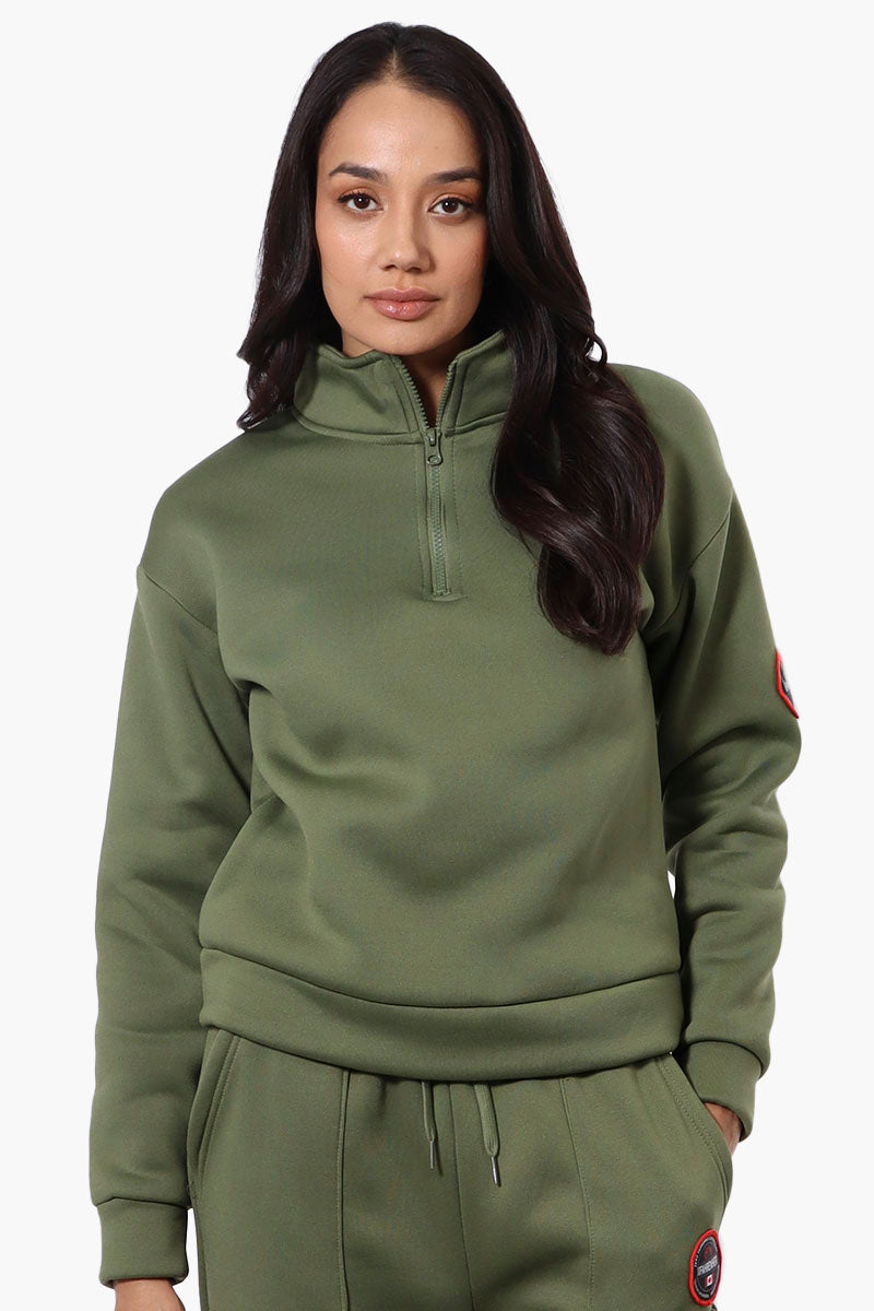 Fahrenheit 1/4 Zip Basic Sweatshirt - Olive - Womens Hoodies & Sweatshirts - Fairweather