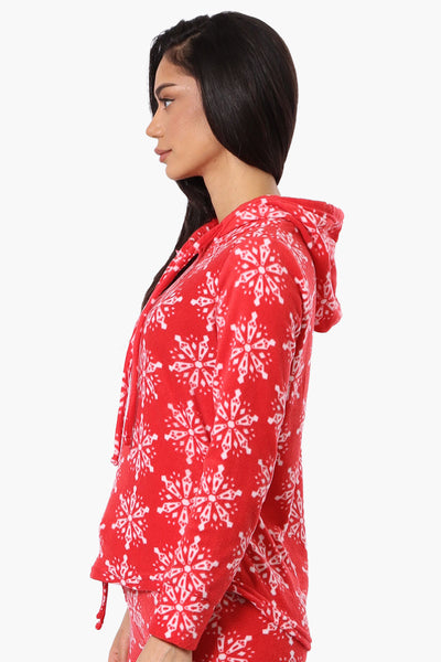 Canada Weather Gear Snowflake Pattern Hooded Pajama Top - Red - Womens Pajamas - Fairweather