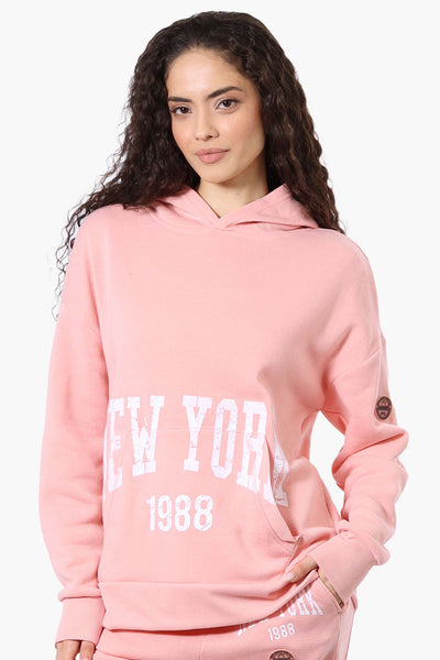 Fahrenheit Oversized New York Print Hoodie - Pink - Womens Hoodies & Sweatshirts - Fairweather