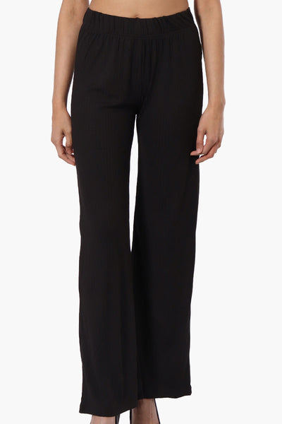 Majora Ribbed Wide Leg Pants - Black - Womens Pants - Fairweather