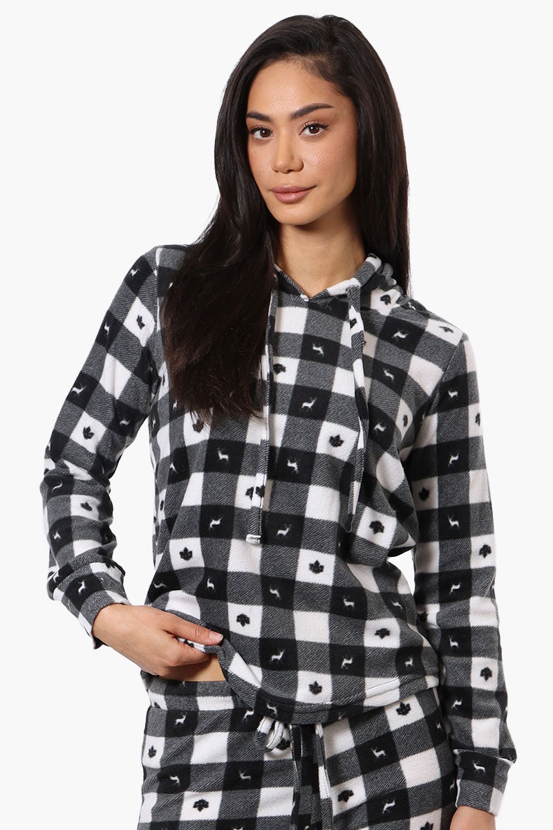 Canada Weather Gear Plaid Hooded Pajama Top - Black - Womens Pajamas - Fairweather