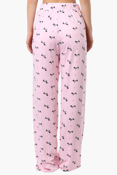 Canada Weather Gear Dachshund Pattern Wide Leg Pajama Pants - Pink - Womens Pajamas - Fairweather