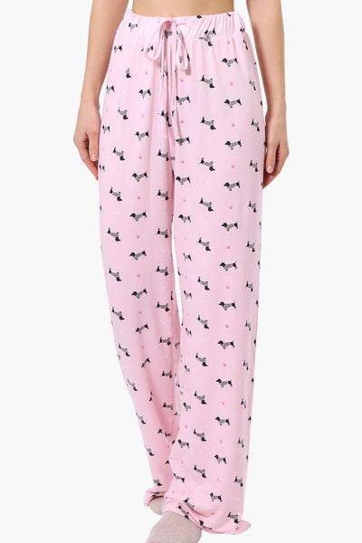 Canada Weather Gear Dachshund Pattern Wide Leg Pajama Pants - Pink - Womens Pajamas - Fairweather