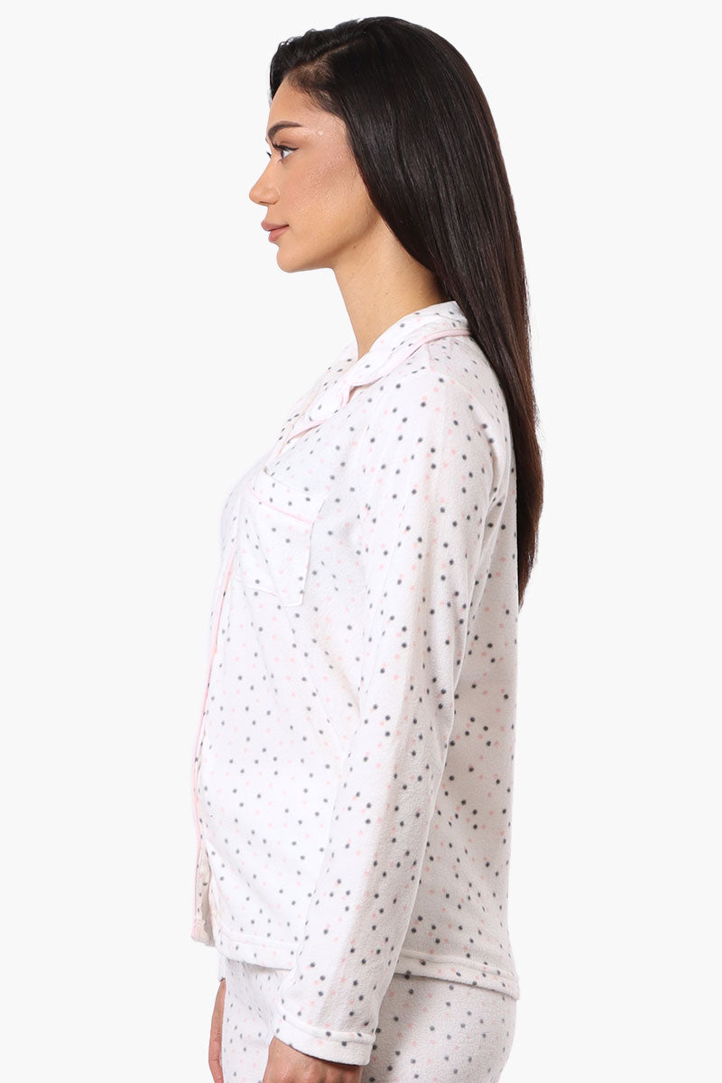 Canada Weather Gear Button Down Dotted Pattern Pajama Top - White - Womens Pajamas - Fairweather