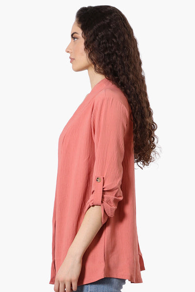 Urbanology Roll Up Sleeve Open Wrap Cardigan - Pink