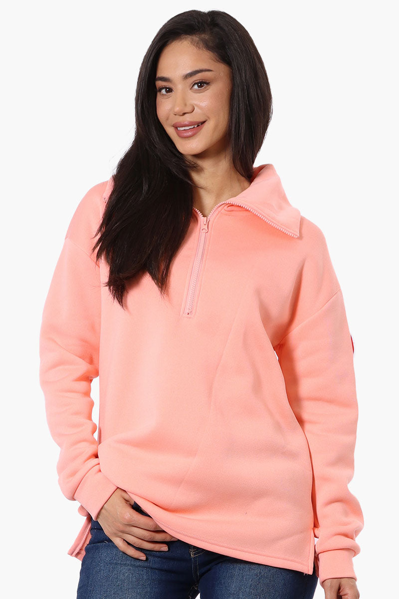 Fahrenheit Basic 1/4 Zip Pullover Sweater - Pink - Womens Pullover Sweaters - Fairweather