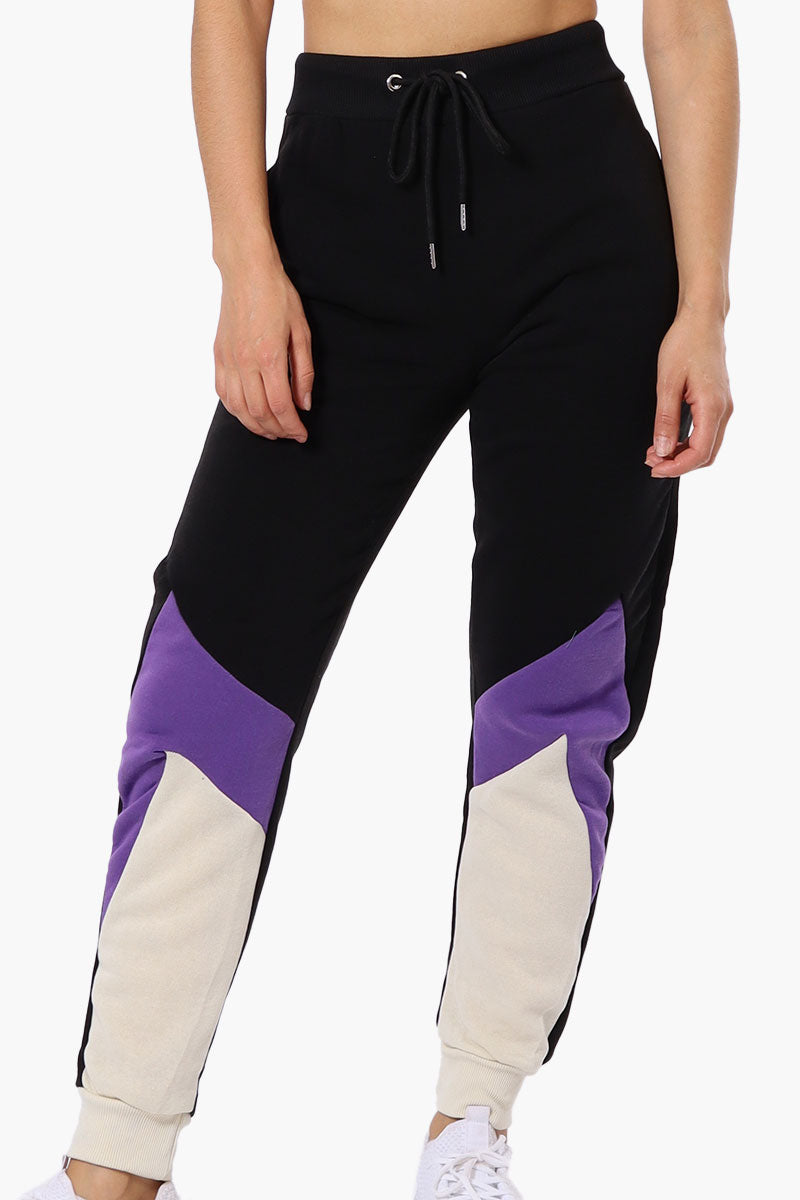 New Look Fleece Colour Block Joggers - Black - Womens Joggers & Sweatpants - Fairweather