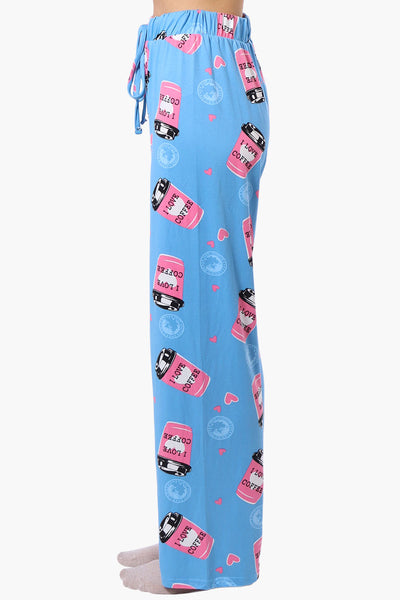 Canada Weather Gear Coffee Pattern Wide Leg Pajama Pants - Blue - Womens Pajamas - Fairweather