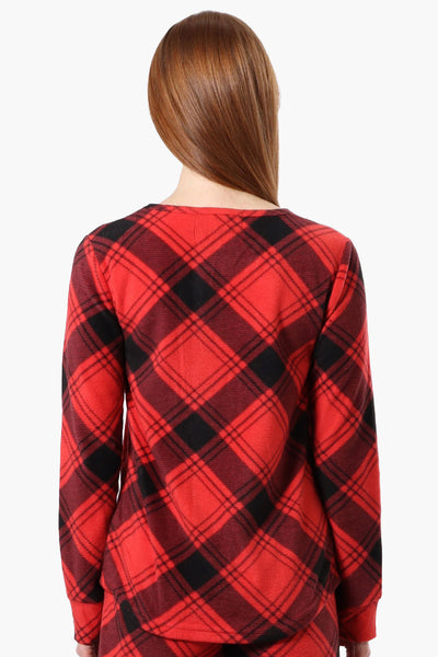 Canada Weather Gear Plaid Crewneck Pajama Top - Red - Womens Pajamas - Fairweather