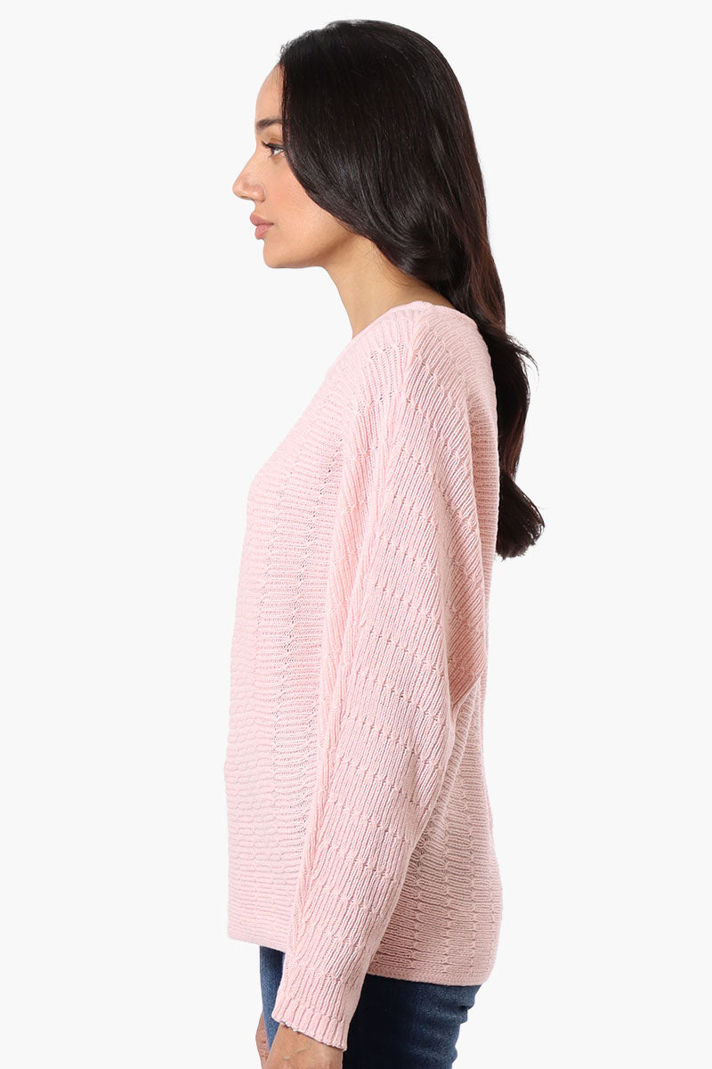 International INC Company Cable Knit Boat Neck Pullover Sweater - Pink - Womens Pullover Sweaters - Fairweather