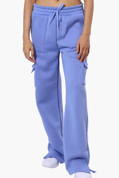 Fahrenheit Fleece Tie Waist Cargo Sweatpants - Blue - Womens Joggers & Sweatpants - Fairweather