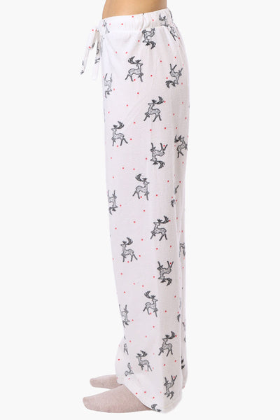 Canada Weather Gear Reindeer Pattern Wide Leg Pajama Bottoms - White - Womens Pajamas - Fairweather