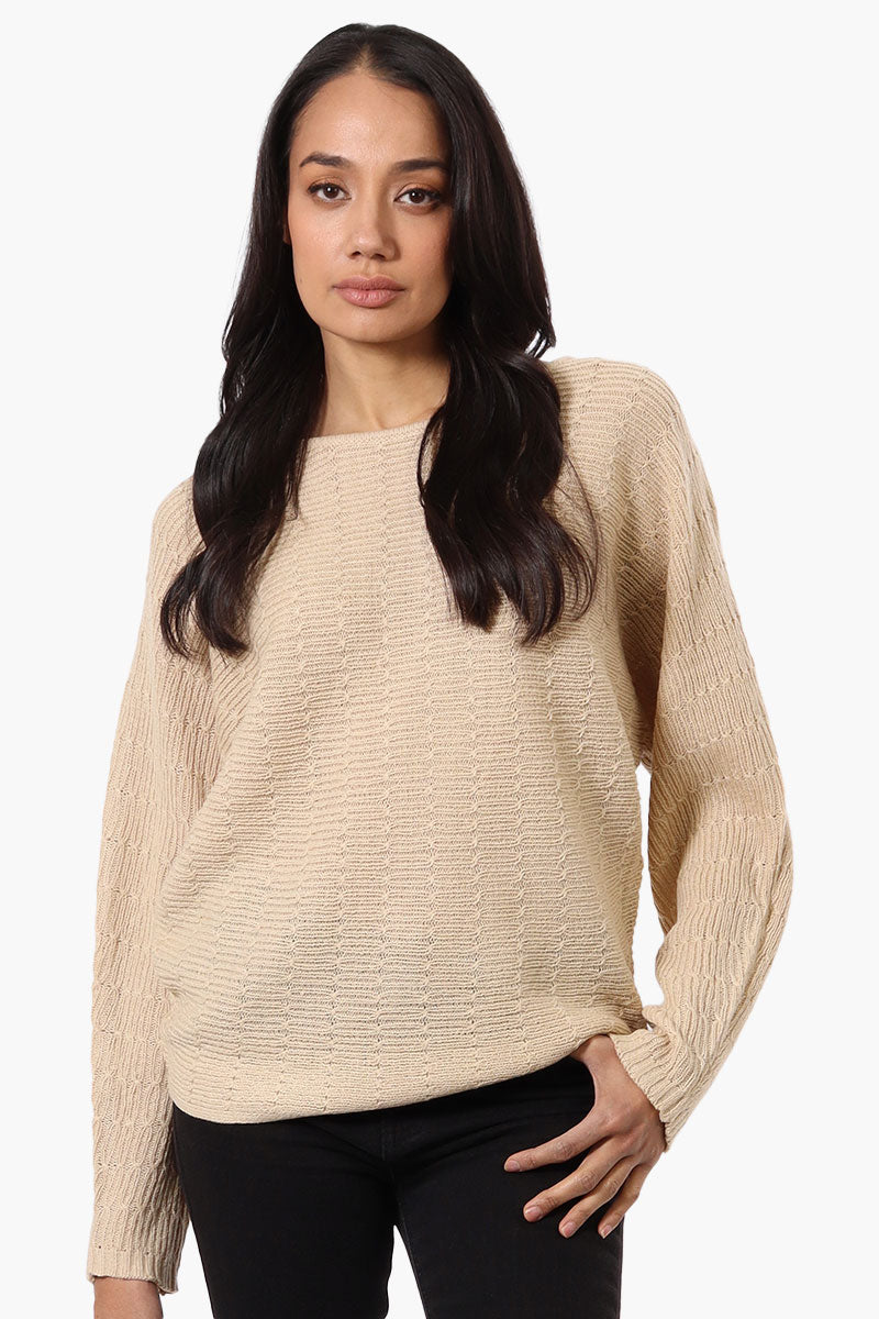 International INC Company Cable Knit Boat Neck Pullover Sweater - Beige - Womens Pullover Sweaters - Fairweather