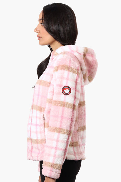 Canada Weather Gear Plush Plaid Hooded Lightweight Jacket - Pink - Womens Lightweight Jackets - Fairweather