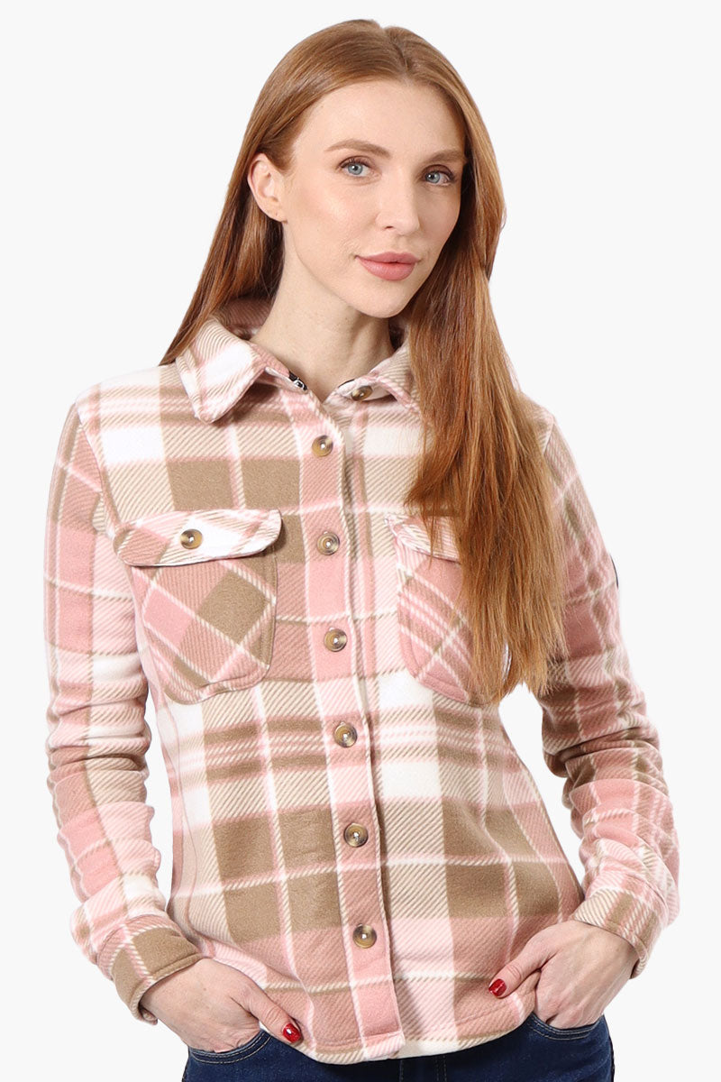 Canada Weather Gear Button Up Fleece Lined Lightweight Jacket - Pink - Womens Lightweight Jackets - Fairweather