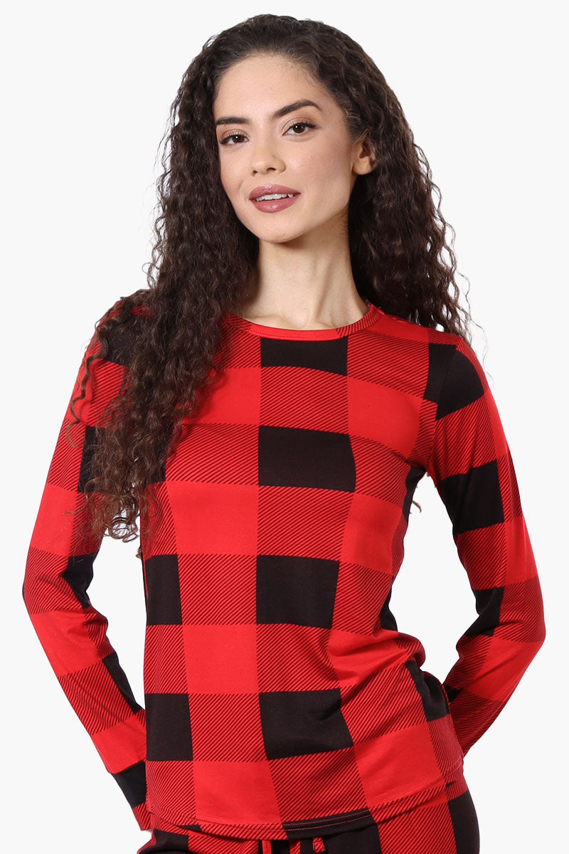 Canada Weather Gear Plaid Crewneck Pajama Top - Red - Womens Pajamas - Fairweather