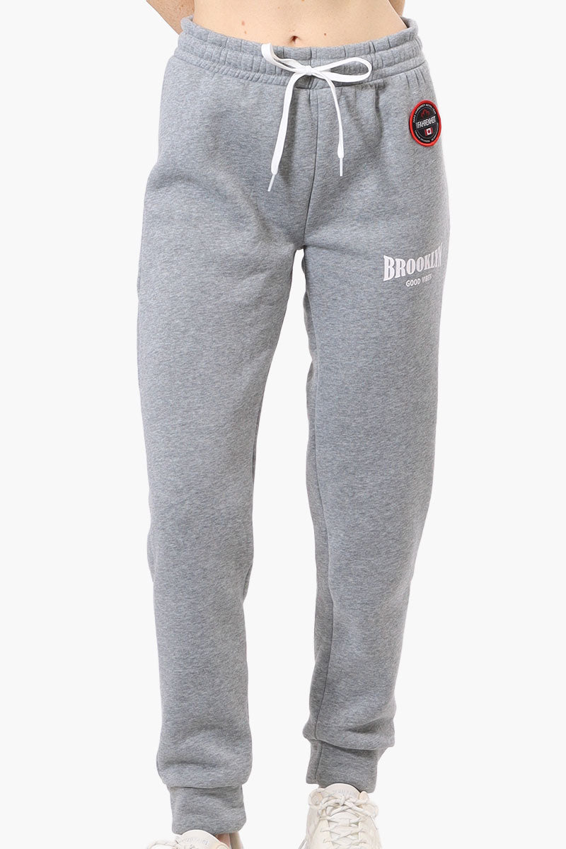 Fahrenheit Tie Waist Brooklyn Print Joggers - Grey - Womens Joggers & Sweatpants - Fairweather