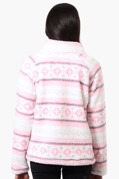 Canada Weather Gear Fair Isle Pattern 1/4 Zip Pullover Sweater - Pink - Womens Pullover Sweaters - Fairweather