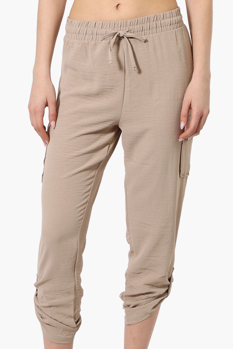 Urbanology Tie Waist Cargo Pocket Pants - Cream - Womens Pants - Fairweather