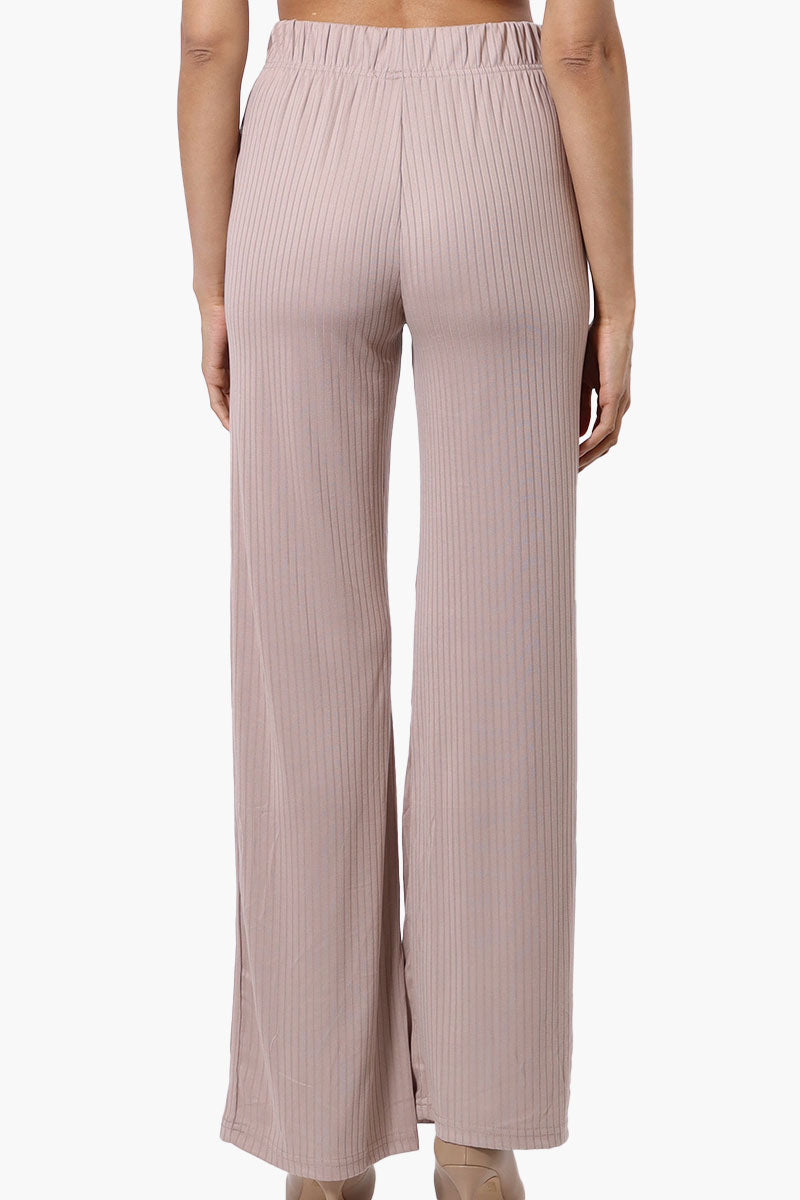 Majora Ribbed Wide Leg Pants - Beige - Womens Pants - Fairweather