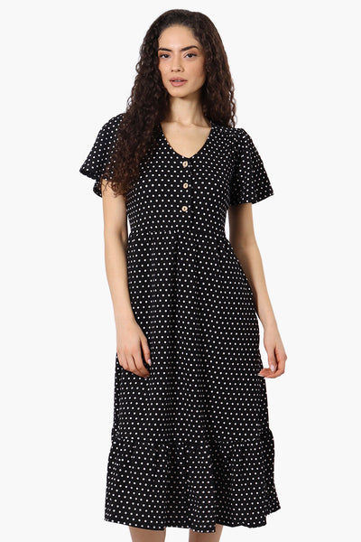 Impress Polka Dot Short Sleeve Day Dress - Black - Womens Day Dresses - Fairweather