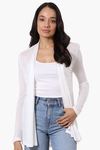 Magazine Long Sleeve Open Wrap Cardigan - White - Womens Cardigans - Fairweather