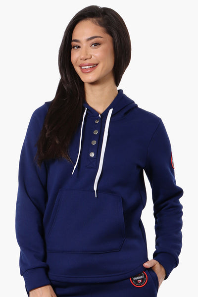 Fahrenheit Basic Henley Hoodie - Navy - Womens Hoodies & Sweatshirts - Fairweather