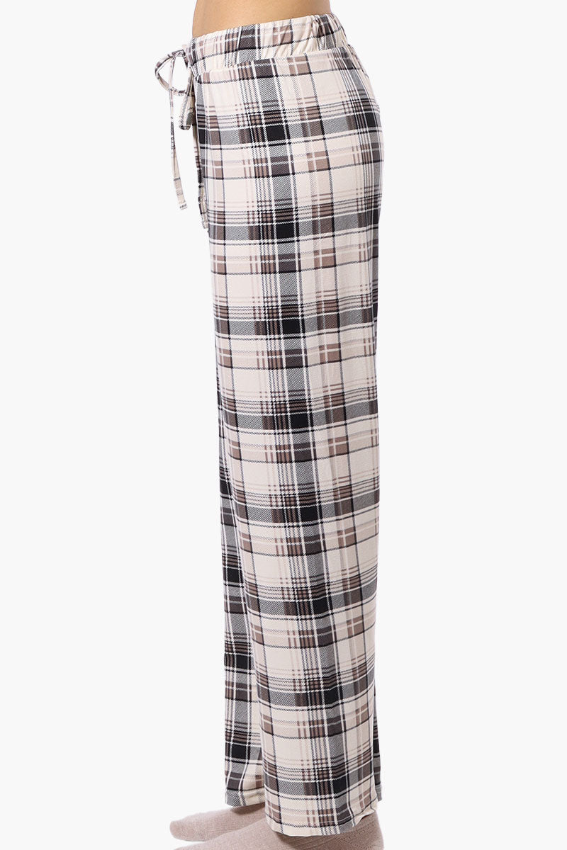 Canada Weather Gear Plaid Wide Leg Pajama Bottoms - Cream - Womens Pajamas - Fairweather