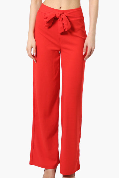 Majora Solid Belted Pants - Red - Womens Pants - Fairweather