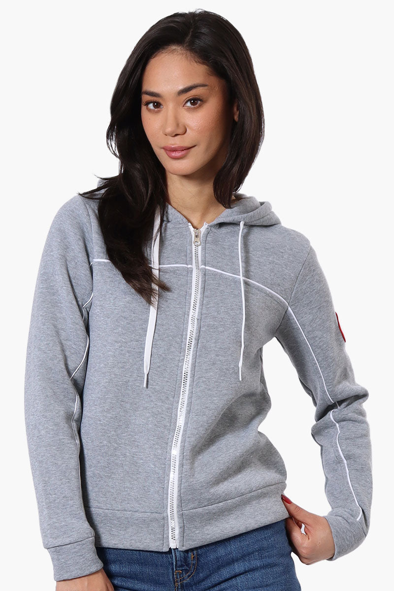 Fahrenheit Piping Detail Zip Up Hoodie - Grey - Womens Hoodies & Sweatshirts - Fairweather